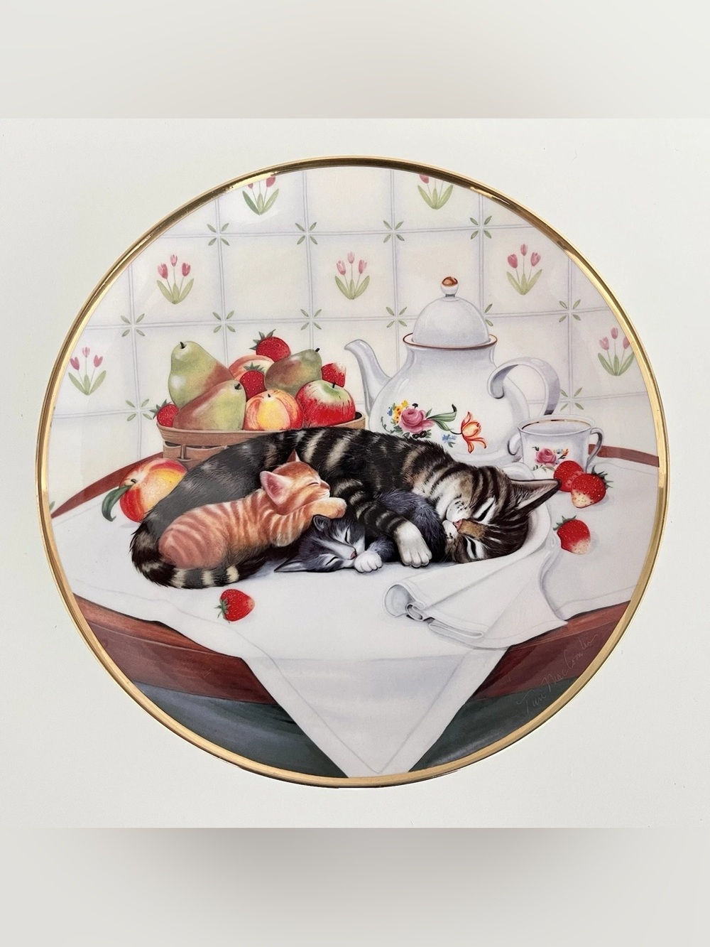 Franklin Mint Heirloom Cat Nap Decorative Plate 1991 Tim MacComlin Limited Ed